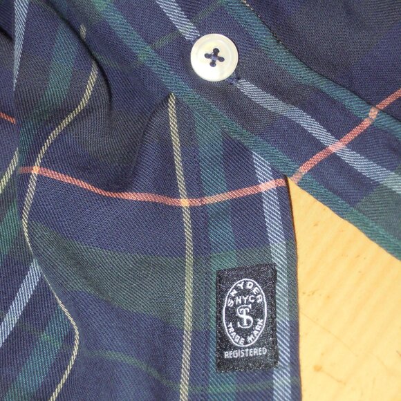 TODD SNYDER New York Men's Checkered Checked Button-Down Shirt Size Medium Blue - Picture 2 of 6